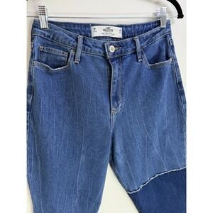 Hollister Jeans Womens 28x27 Blue Medium Wash Curvy High Rise Mom‎ Patches 7R